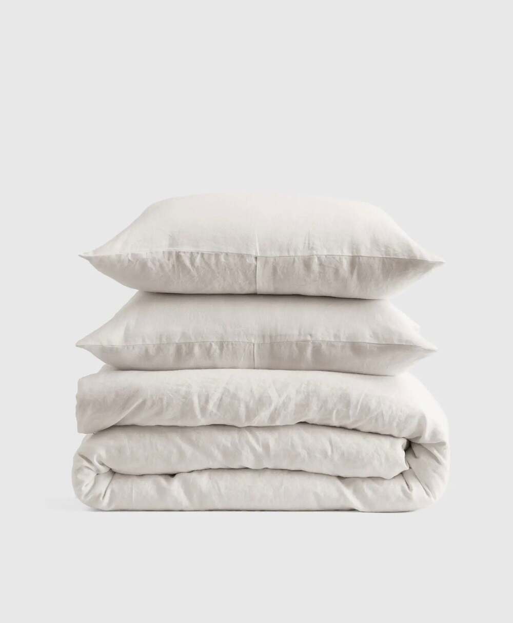 Quince European Linen Duvet Cover Set in Sand KING 3 pc set NEW